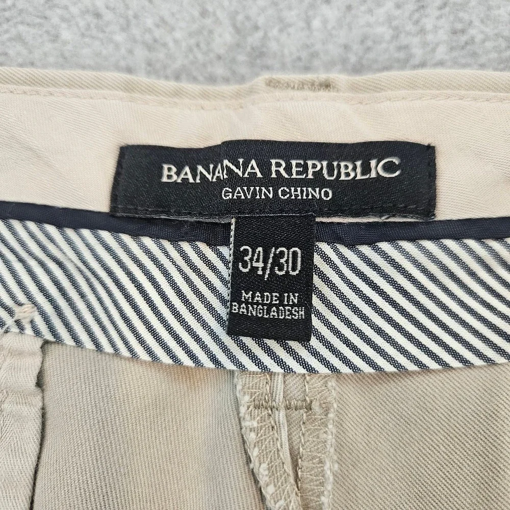 Banana Republic Gavin Chino Mens 34x30 Khaki Tan Straight Leg Cotton Pants